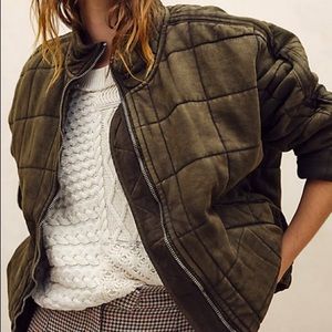 NEW Free People Dolman Sleeve Quilted Jacket XS in Dusted Military